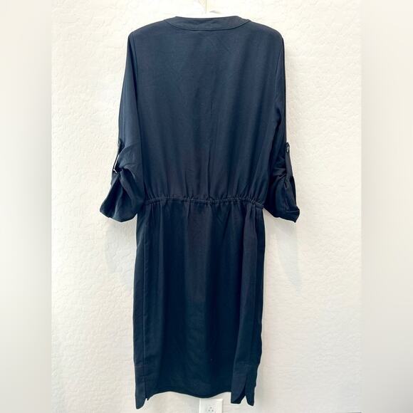 MAX STUDIO | Black Button Front Shirt Dress Minimalist NWT | Small - Picture 5 of 9